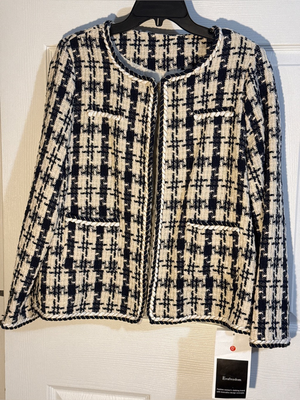 Classic Black and White Tweed Jacket - Women's
